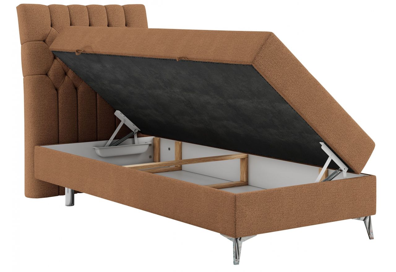 Łóżko kontynentalne MILEN 90x200 - H3 - pomarańczowy, struktura - strona lewa