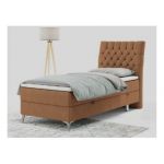 Łóżko kontynentalne MILEN 90x200 - H3 - pomarańczowy, struktura - strona prawa