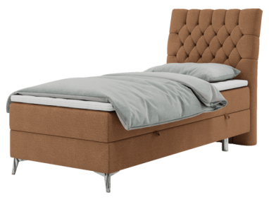 Łóżko kontynentalne MILEN 90x200 - H3 - pomarańczowy, struktura - strona prawa