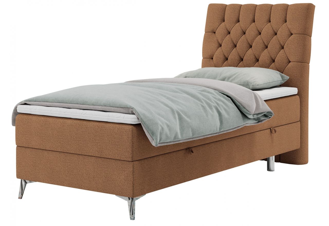 Łóżko kontynentalne MILEN 90x200 - H3 - pomarańczowy, struktura - strona prawa