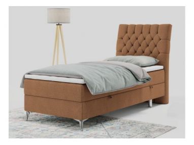 Łóżko kontynentalne MILEN 90x200 - H4 - pomarańczowy, struktura - strona prawa