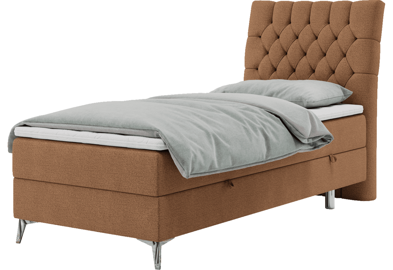 Łóżko kontynentalne MILEN 90x200 - H4 - pomarańczowy, struktura - strona prawa