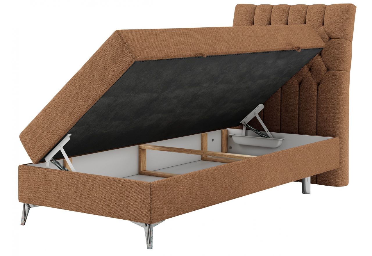 Łóżko kontynentalne MILEN 90x200 - H4 - pomarańczowy, struktura - strona prawa