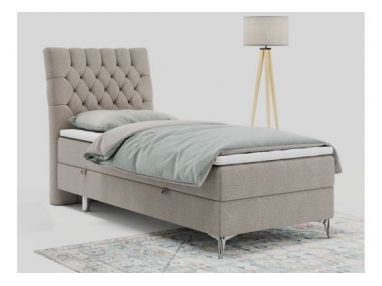 Łóżko kontynentalne MILEN 90x200 - H3 - beżowy, struktura - strona lewa