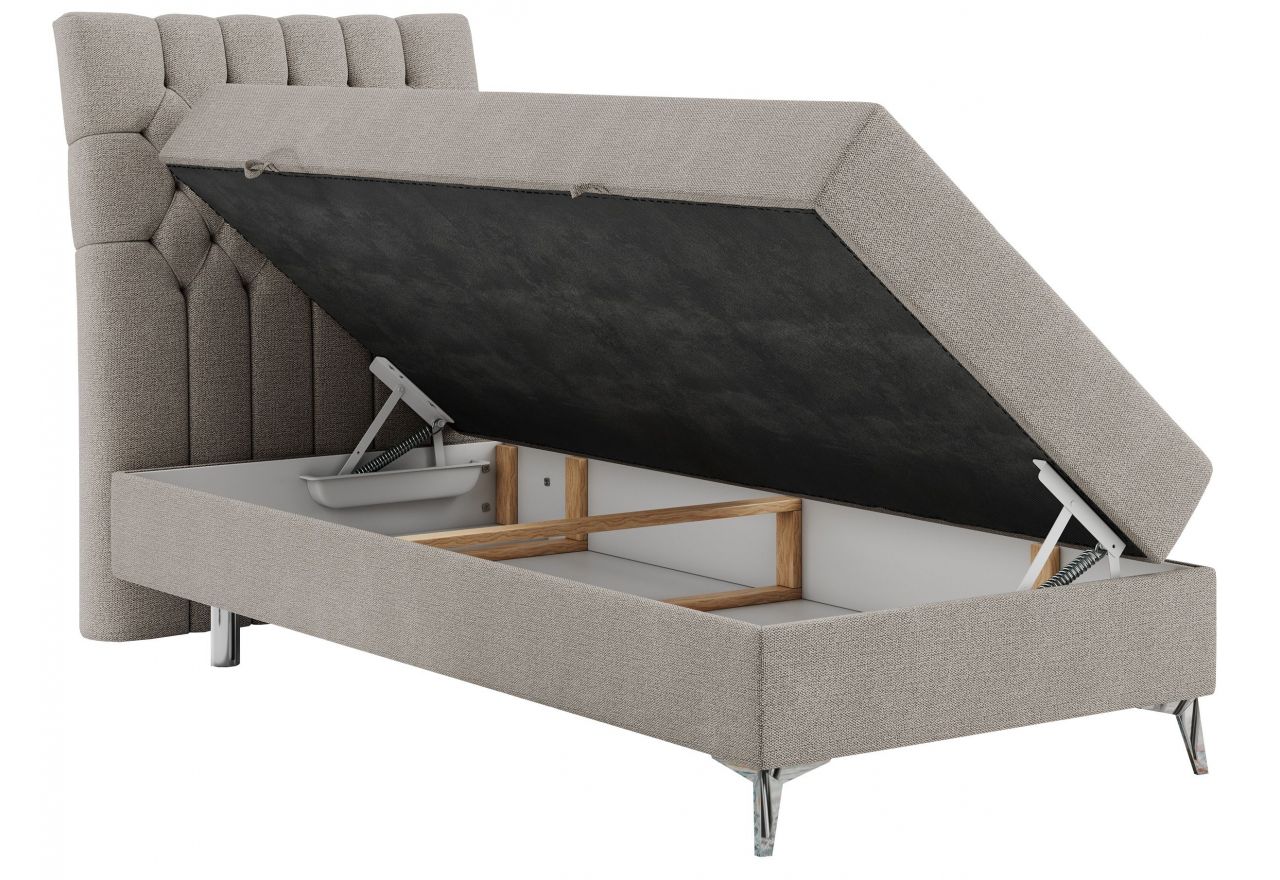 Łóżko kontynentalne MILEN 90x200 - H3 - beżowy, struktura - strona lewa