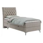 Łóżko kontynentalne MILEN 90x200 - H4 - beżowy, struktura - strona lewa