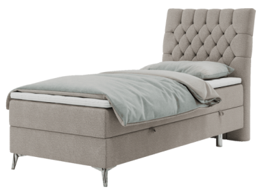 Łóżko kontynentalne MILEN 90x200 - H3 - beżowy, struktura - strona prawa