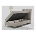 Łóżko kontynentalne MILEN 90x200 - H3 - beżowy, struktura - strona prawa