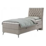 Łóżko kontynentalne MILEN 90x200 - H3 - beżowy, struktura - strona prawa