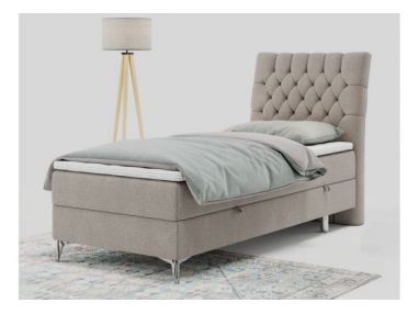 Łóżko kontynentalne MILEN 90x200 - H4 - beżowy, struktura - strona prawa