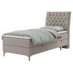 Łóżko kontynentalne MILEN 90x200 - H4 - beżowy, struktura - strona prawa