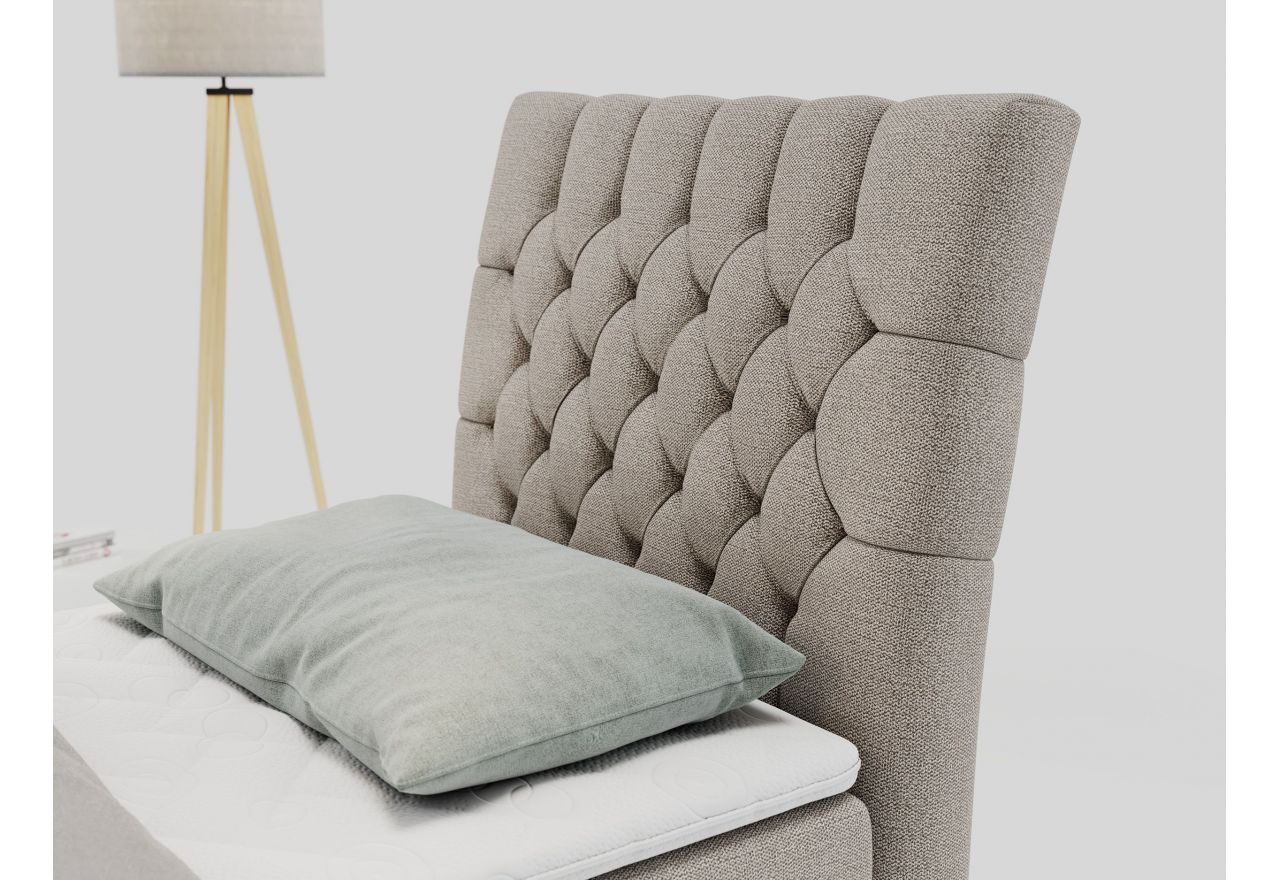 Łóżko kontynentalne MILEN 90x200 - H4 - beżowy, struktura - strona prawa