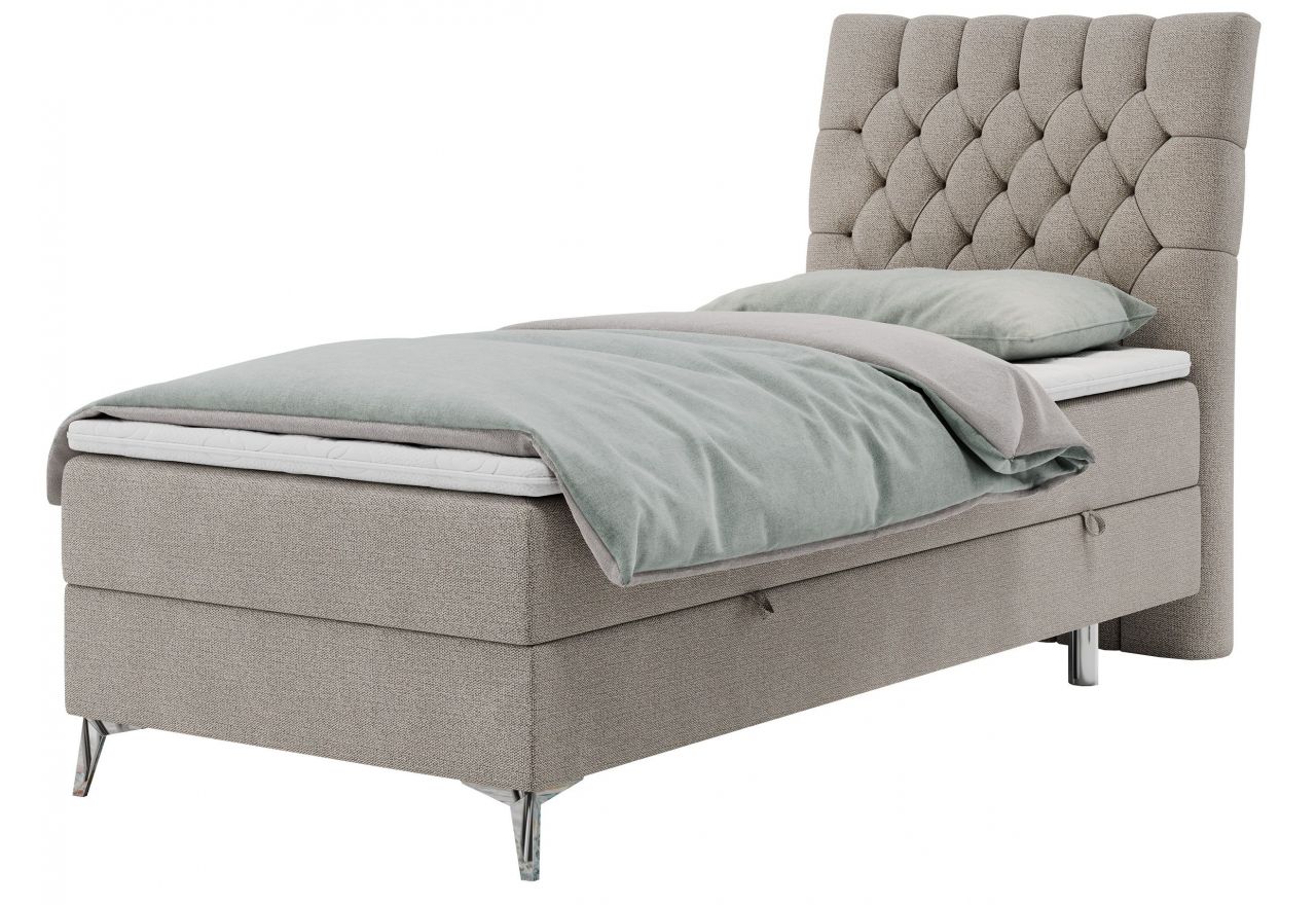 Łóżko kontynentalne MILEN 90x200 - H4 - beżowy, struktura - strona prawa