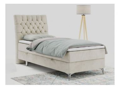 Łóżko kontynentalne MILEN 90x200 - H3 - beżowy, welwet - strona lewa