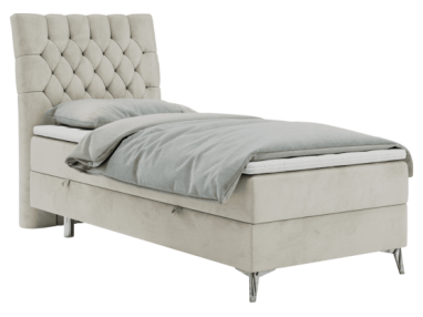 Łóżko kontynentalne MILEN 90x200 - H3 - beżowy, welwet - strona lewa