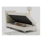 Łóżko kontynentalne MILEN 90x200 - H3 - beżowy, welwet - strona lewa