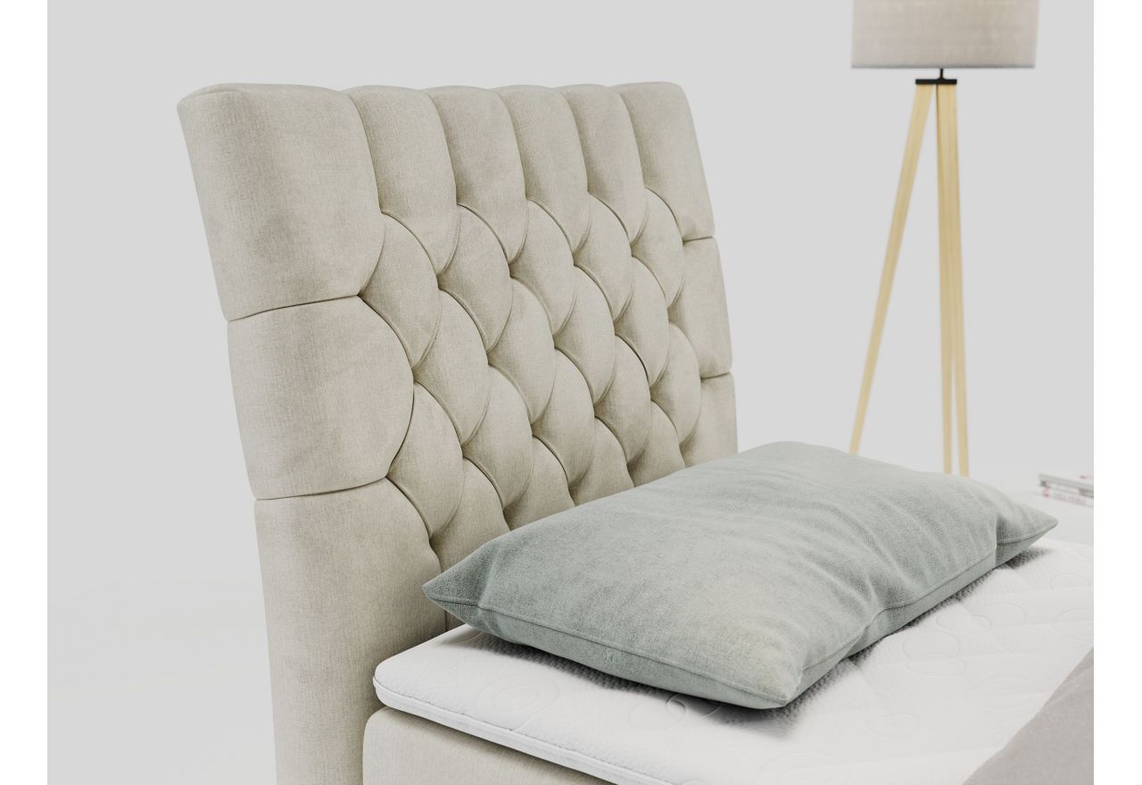 Łóżko kontynentalne MILEN 90x200 - H3 - beżowy, welwet - strona lewa