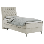 Łóżko kontynentalne MILEN 90x200 - H4 - beżowy, welwet - strona lewa