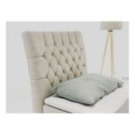 Łóżko kontynentalne MILEN 90x200 - H4 - beżowy, welwet - strona lewa