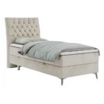 Łóżko kontynentalne MILEN 90x200 - H4 - beżowy, welwet - strona lewa