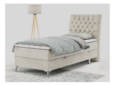 Łóżko kontynentalne MILEN 90x200 - H3 - beżowy, welwet - strona prawa