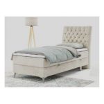 Łóżko kontynentalne MILEN 90x200 - H3 - beżowy, welwet - strona prawa