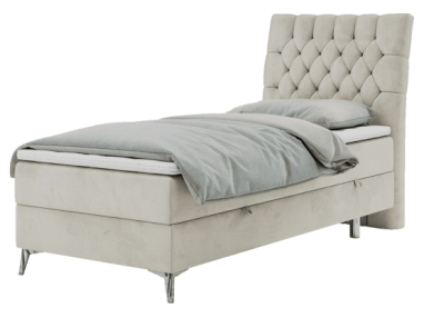 Łóżko kontynentalne MILEN 90x200 - H3 - beżowy, welwet - strona prawa