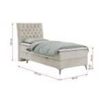 Łóżko kontynentalne MILEN 90x200 - H3 - beżowy, welwet - strona prawa