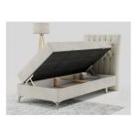 Łóżko kontynentalne MILEN 90x200 - H3 - beżowy, welwet - strona prawa