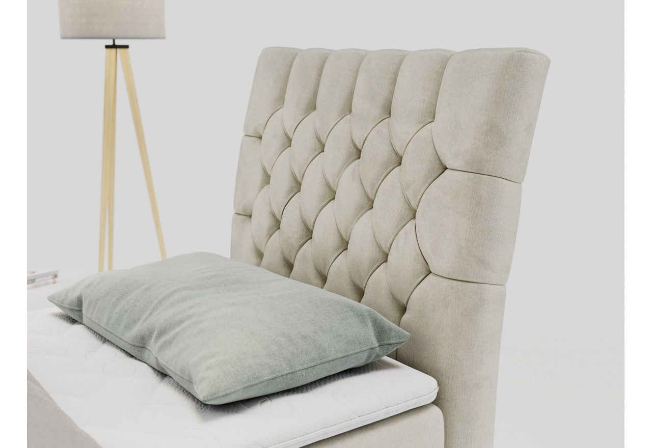 Łóżko kontynentalne MILEN 90x200 - H3 - beżowy, welwet - strona prawa