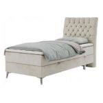 Łóżko kontynentalne MILEN 90x200 - H3 - beżowy, welwet - strona prawa