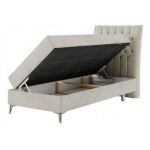 Łóżko kontynentalne MILEN 90x200 - H3 - beżowy, welwet - strona prawa