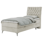 Łóżko kontynentalne MILEN 90x200 - H4 - beżowy, welwet - strona prawa