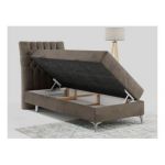 Łóżko kontynentalne MILEN 90x200 - H3 - brązowy, welwet - strona lewa