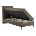 Łóżko kontynentalne MILEN 90x200 - H3 - brązowy, welwet - strona lewa