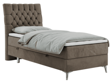 Łóżko kontynentalne MILEN 90x200 - H4 - brązowy, welwet - strona lewa