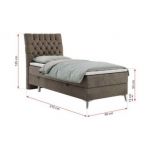 Łóżko kontynentalne MILEN 90x200 - H4 - brązowy, welwet - strona lewa