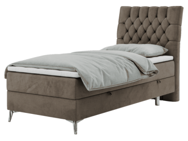 Łóżko kontynentalne MILEN 90x200 - H3 - brązowy, welwet - strona prawa