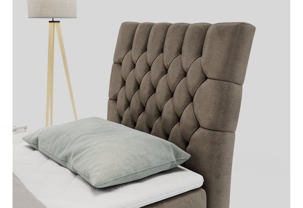 Łóżko kontynentalne MILEN 90x200 - H3 - brązowy, welwet - strona prawa