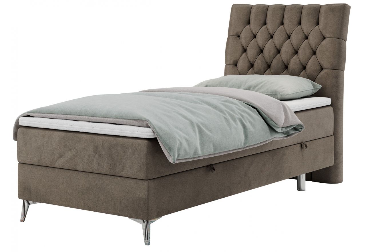 Łóżko kontynentalne MILEN 90x200 - H3 - brązowy, welwet - strona prawa