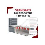 Łóżko kontynentalne MILEN 90x200 - H3 - brązowy, welwet - strona prawa