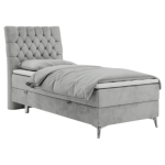 Łóżko kontynentalne MILEN 90x200 - H3 - jasnoszary, welwet - strona lewa