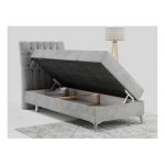 Łóżko kontynentalne MILEN 90x200 - H3 - jasnoszary, welwet - strona lewa