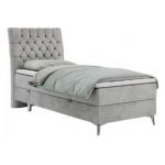 Łóżko kontynentalne MILEN 90x200 - H3 - jasnoszary, welwet - strona lewa