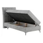 Łóżko kontynentalne MILEN 90x200 - H3 - jasnoszary, welwet - strona lewa