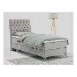 Łóżko kontynentalne MILEN 90x200 - H4 - jasnoszary, welwet - strona lewa