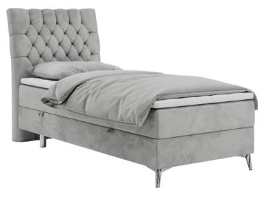 Łóżko kontynentalne MILEN 90x200 - H4 - jasnoszary, welwet - strona lewa