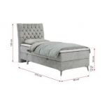 Łóżko kontynentalne MILEN 90x200 - H4 - jasnoszary, welwet - strona lewa