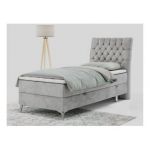 Łóżko kontynentalne MILEN 90x200 - H3 - jasnoszary, welwet - strona prawa