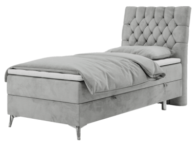 Łóżko kontynentalne MILEN 90x200 - H3 - jasnoszary, welwet - strona prawa